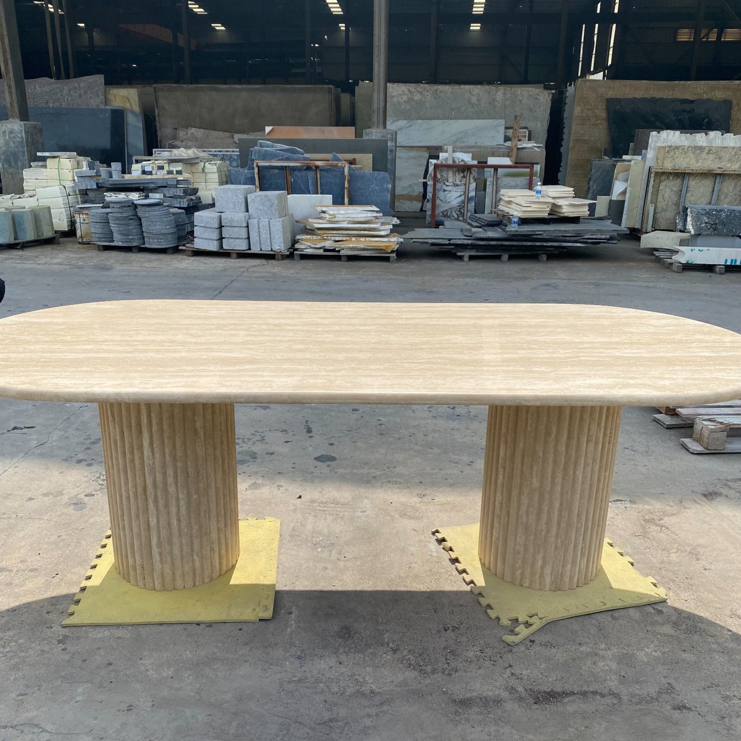 Travertine Fluted Dining Table