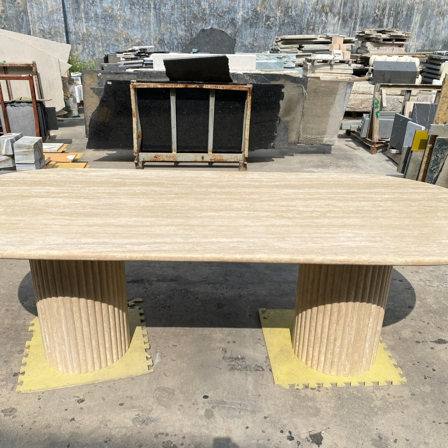 Travertine Fluted Dining Table