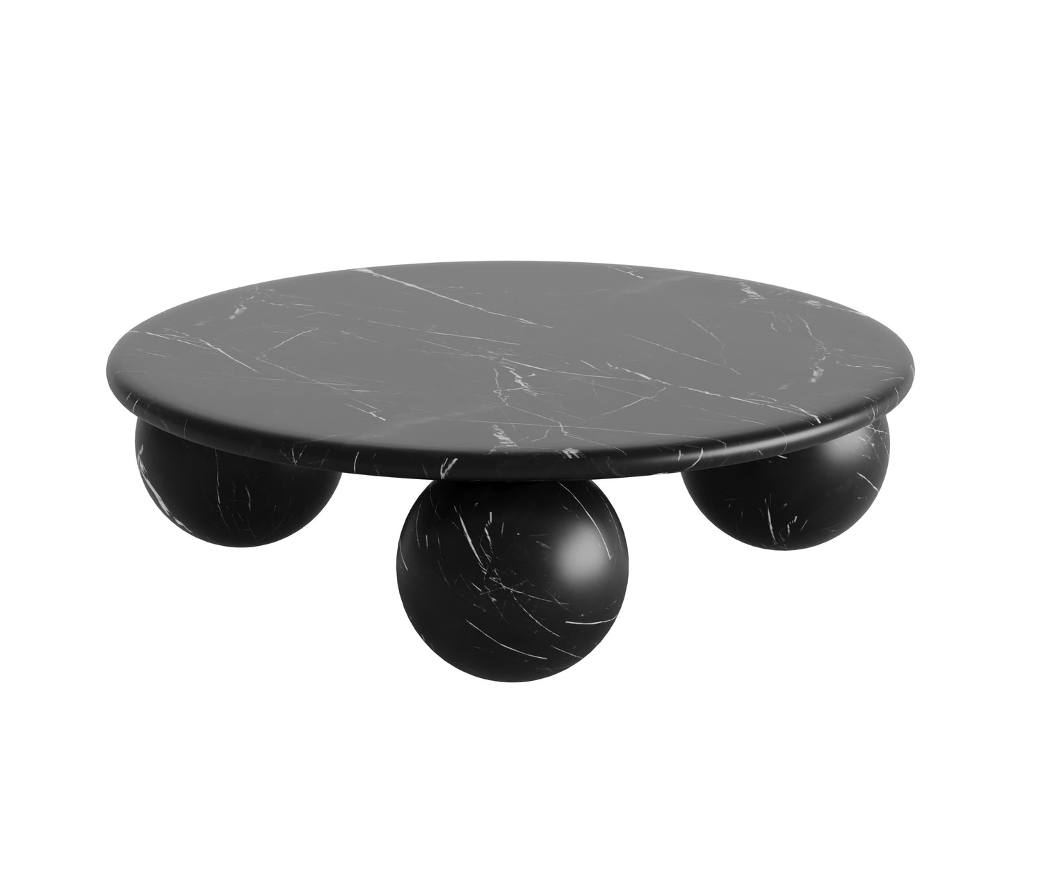 Globe Marble Lux Coffee Table - 3 Sphere Solid Block Base