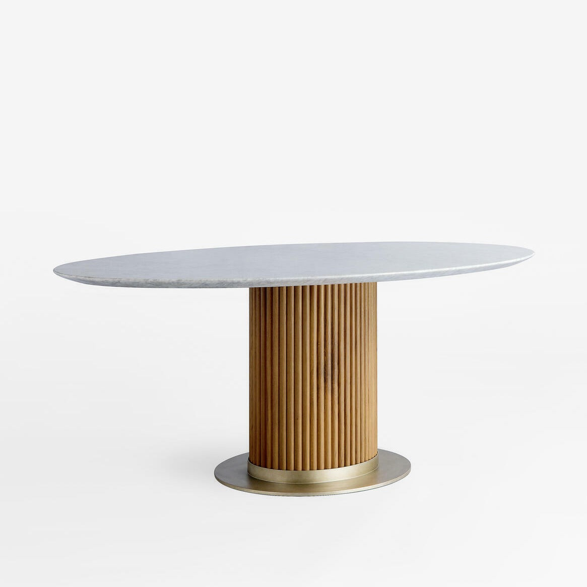 Oval Marble Dining Table with Wood Base
