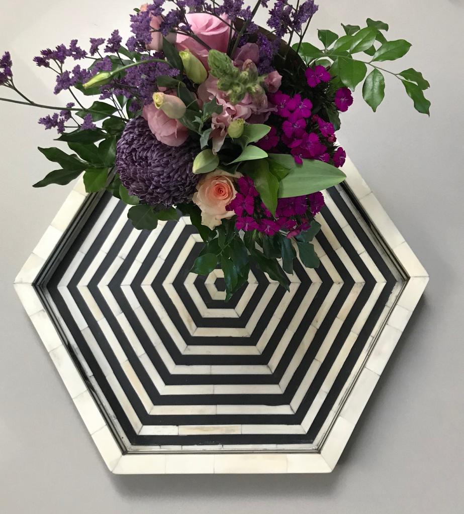 Black Hexagon Inlay Tray