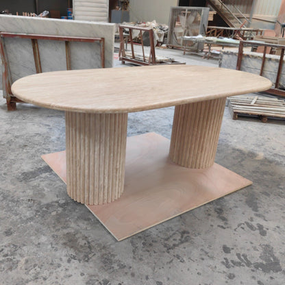 Travertine Fluted Dining Table