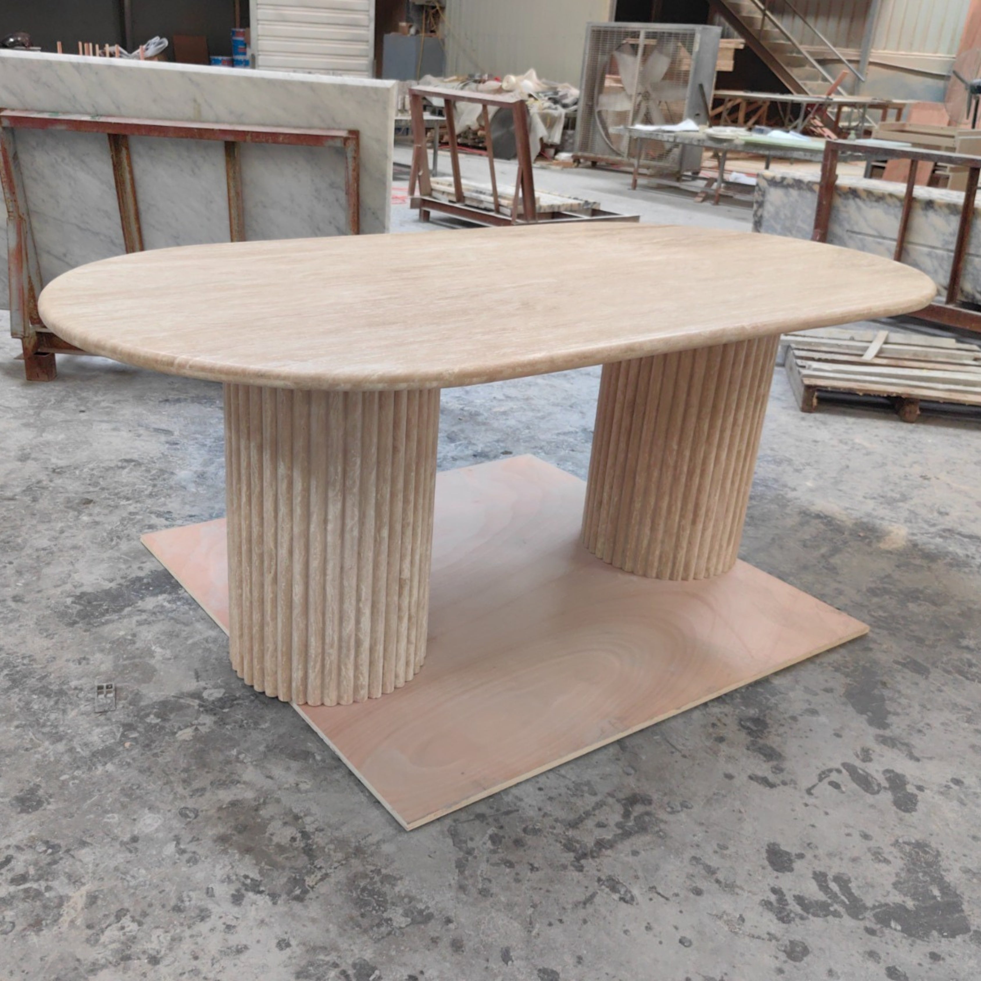 Travertine Fluted Dining Table