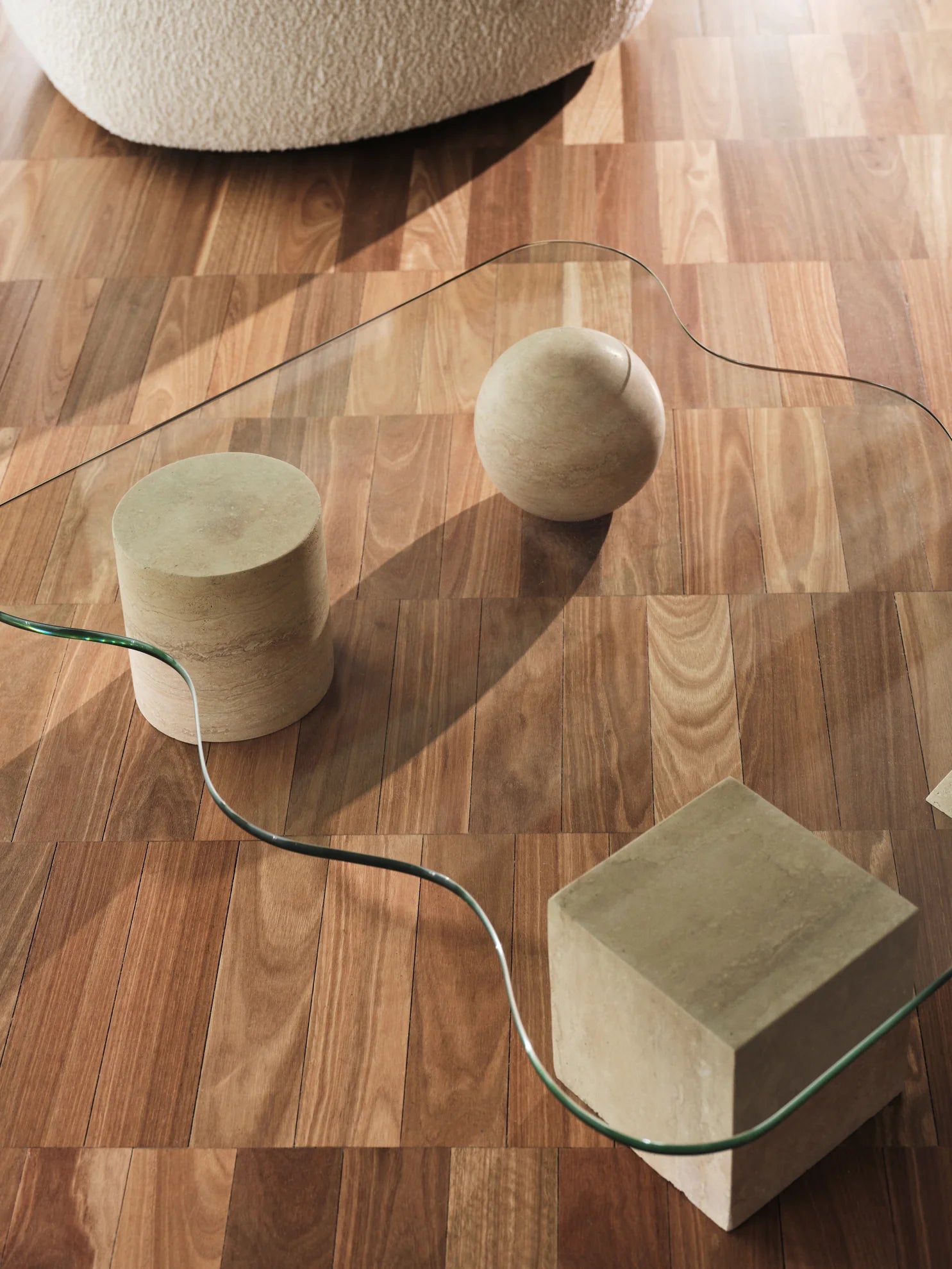 Marble Coffee Table with Geometrical Blocks