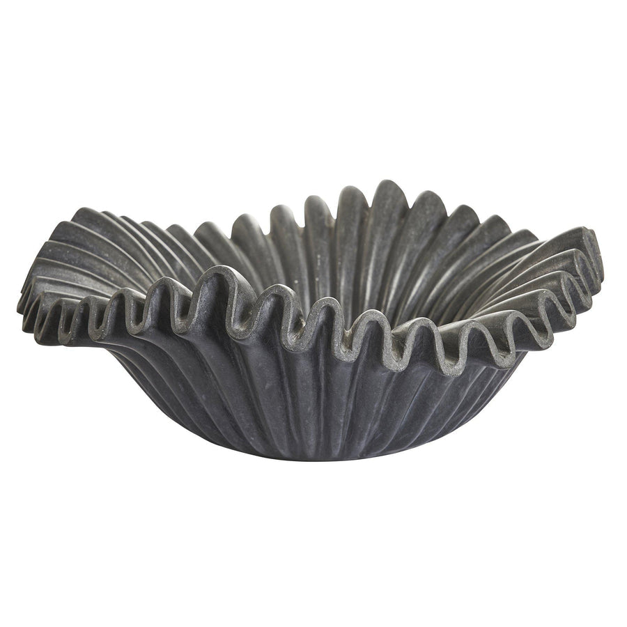 Black Marble Ruffle Bowl