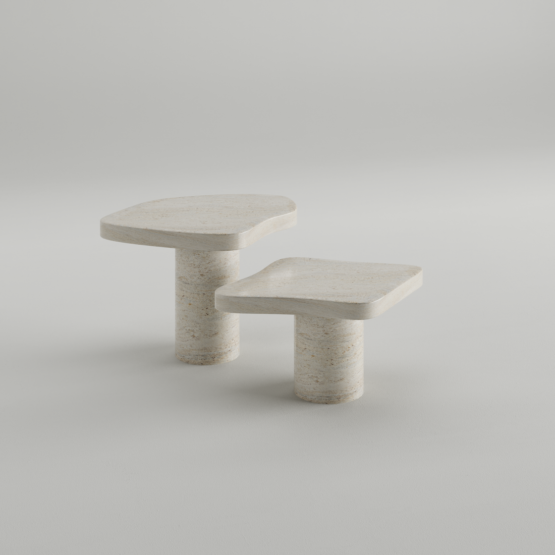 Moonlit Travertine Tables