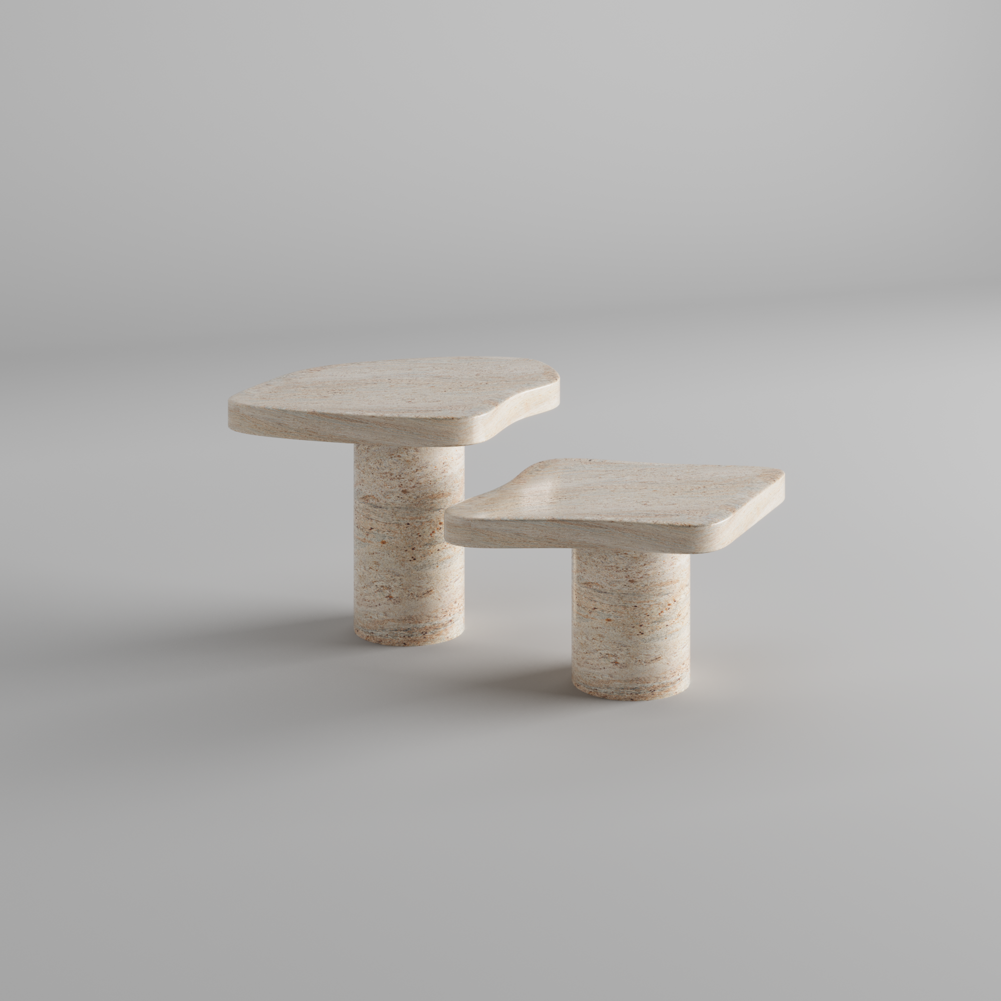 Moonlit Travertine Tables