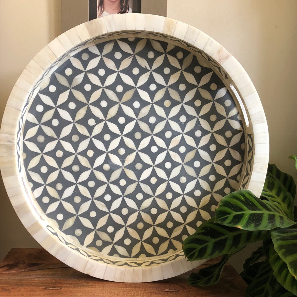 Grey Geometric Inlay Tray