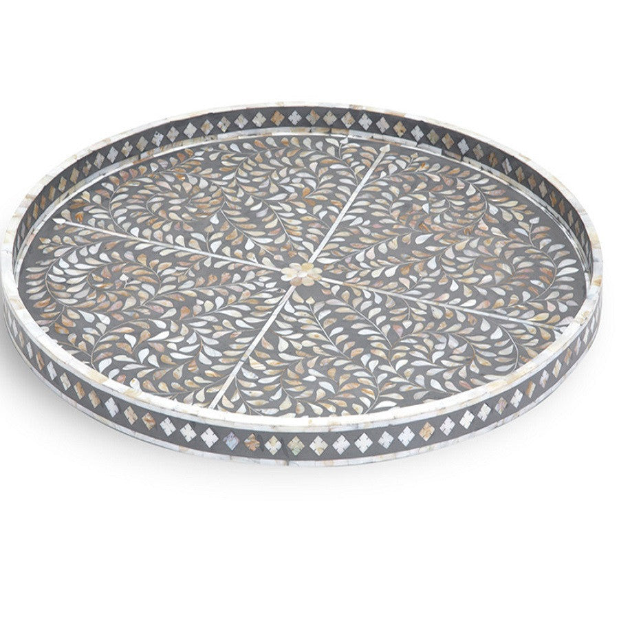 Large Mother of Pearl Inlay Tray in Grey