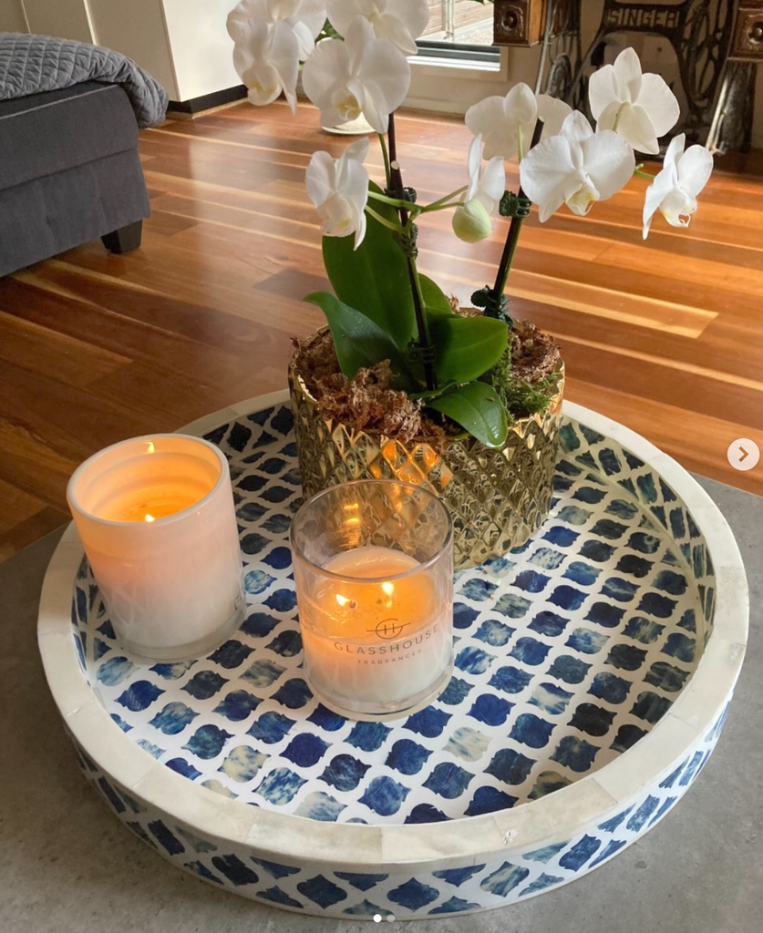 Blue Round Inlay Tray