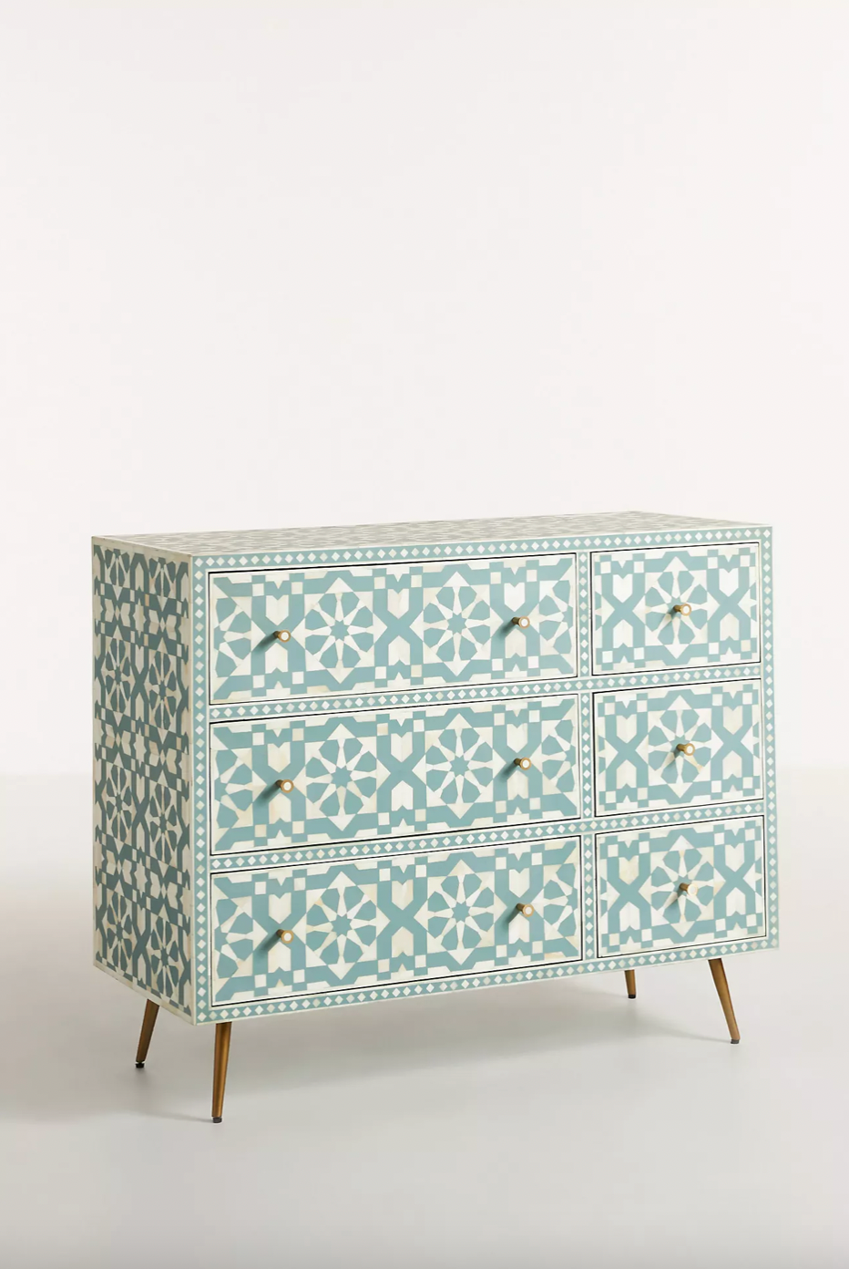 Moroccan Bone Inlay Six-Drawer Dresser