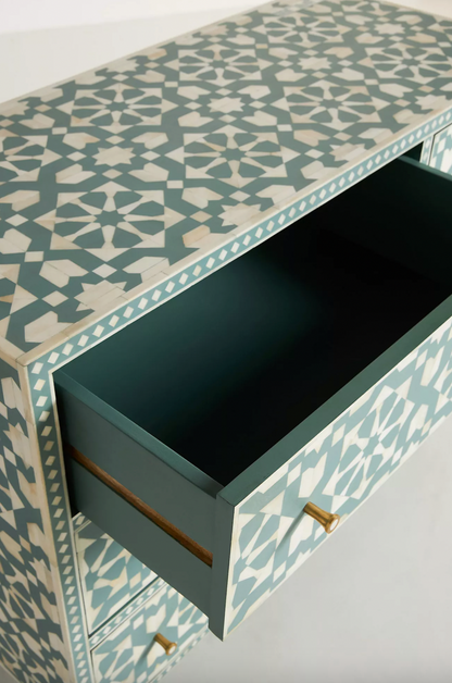 Moroccan Bone Inlay Six-Drawer Dresser