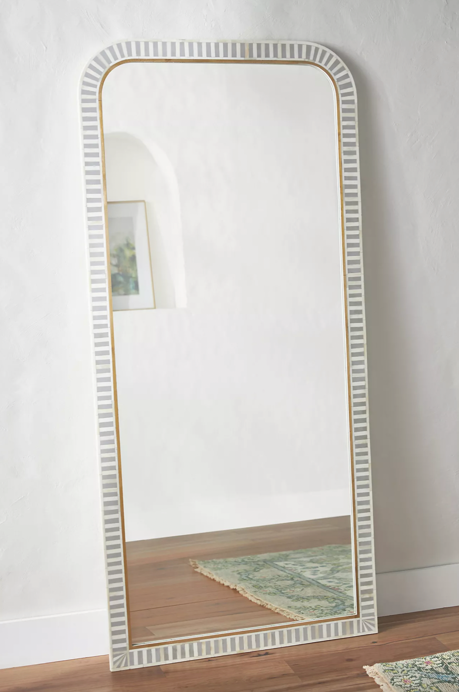 Suhira Waterfall Bone Inlay Floor Mirror