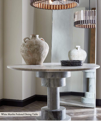 White Marble Pedestal Dining Table