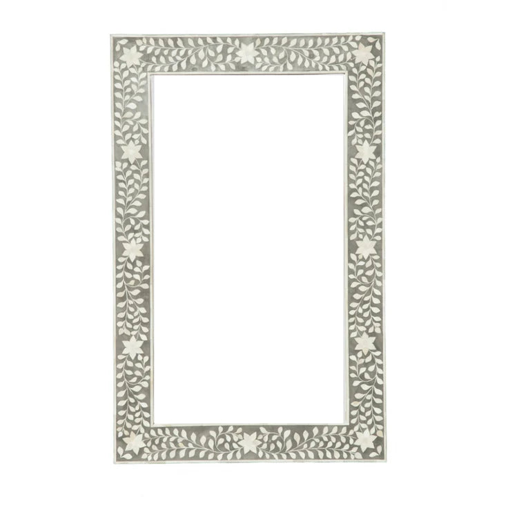 Grey Floral Elegance Wall Mirror