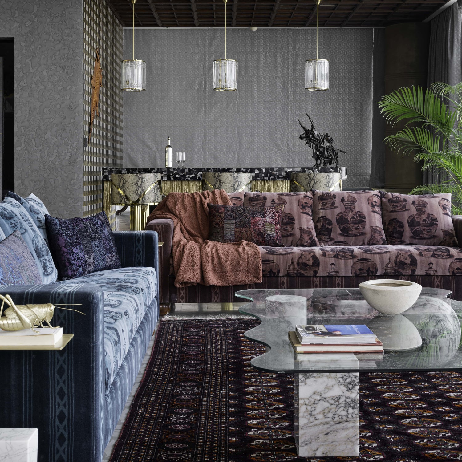 Marble Coffee Table with Geometrical Blocks