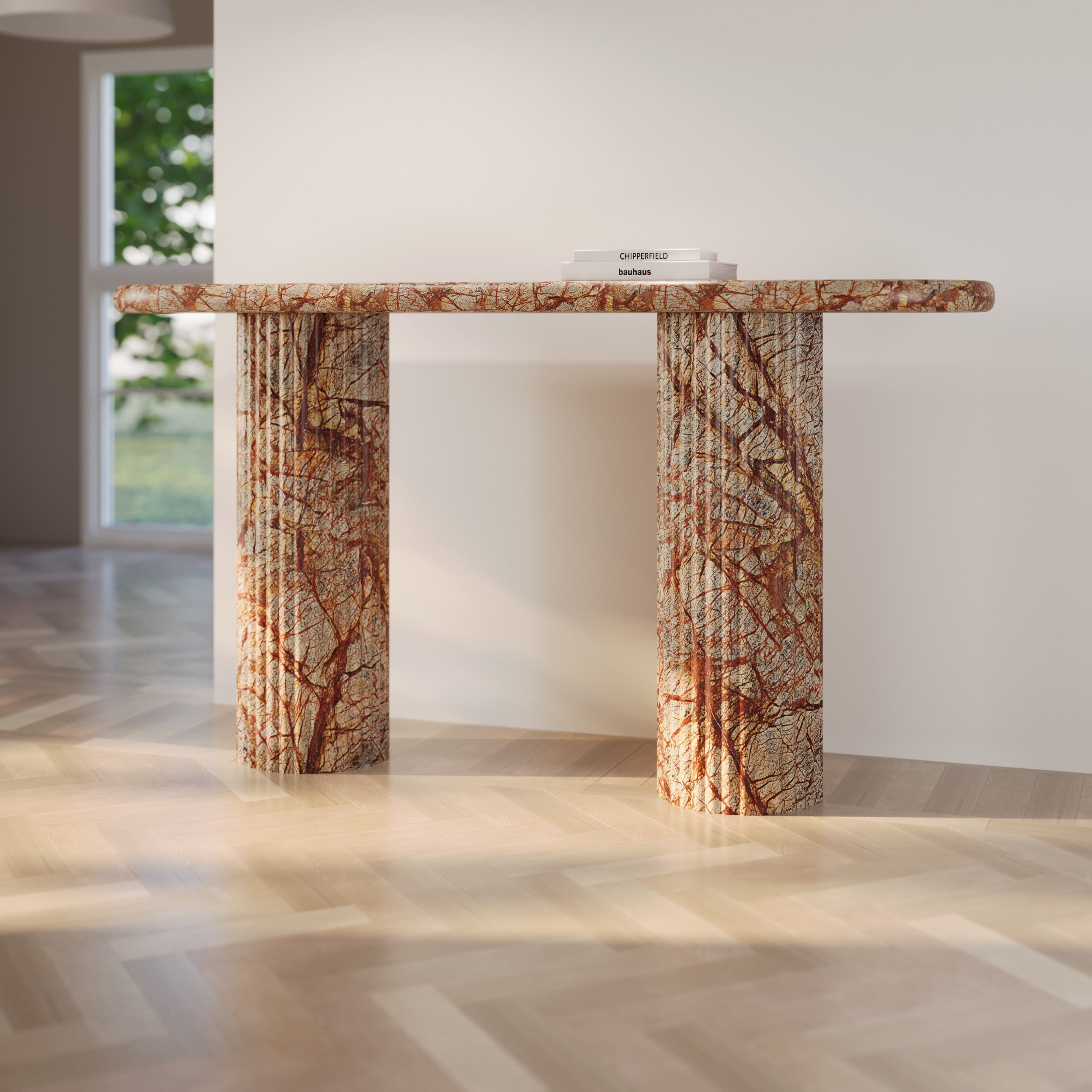 Fluted Telly Marble Console Table