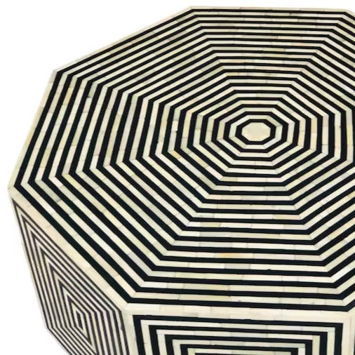 Suhira Bone Inlay Hexagonal Coffee Table - Black