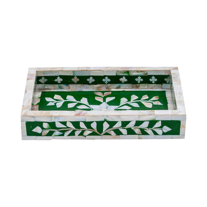 FLORAL INLAY TRAY IN EMERALD GREEN