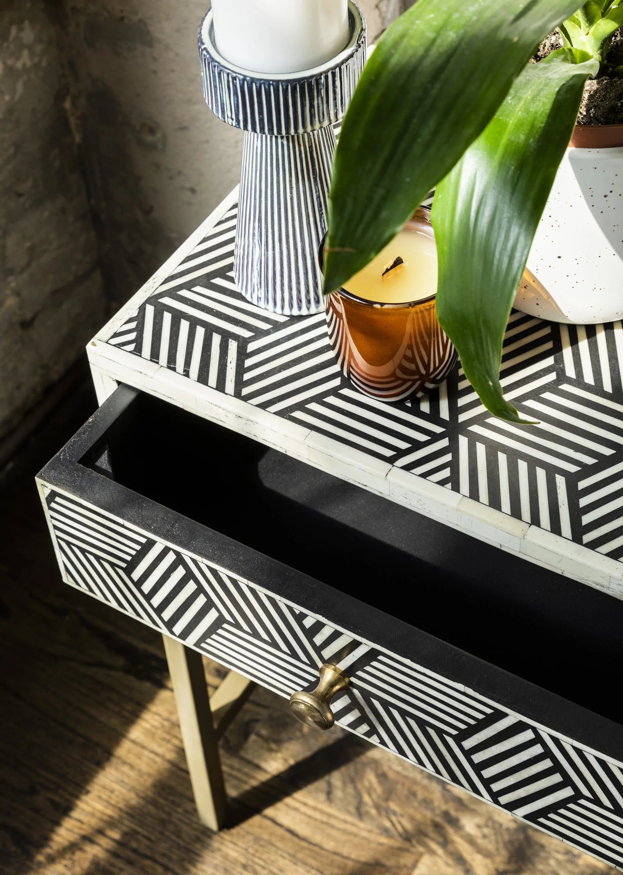 Mist Inlay Bedside Table - Ziba Homes