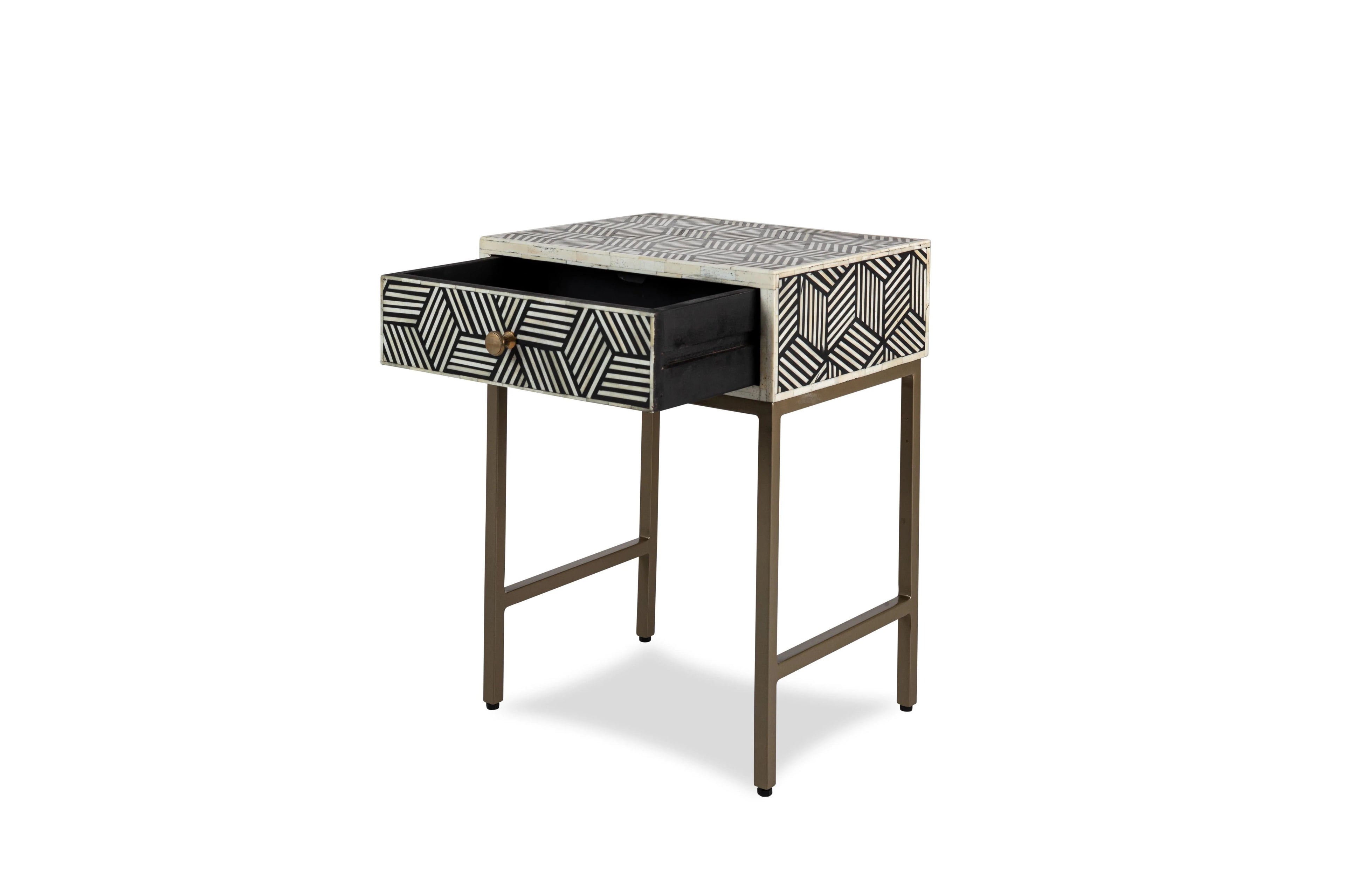 Mist Inlay Bedside Table - Ziba Homes